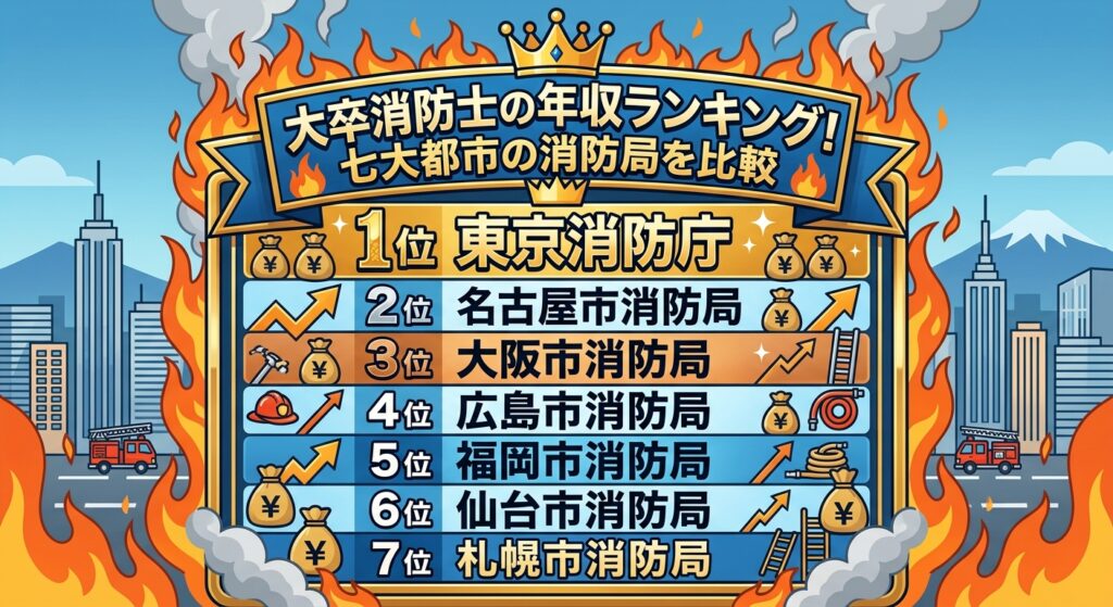 大卒消防士の年収ランキング！七大都市の消防局を比較