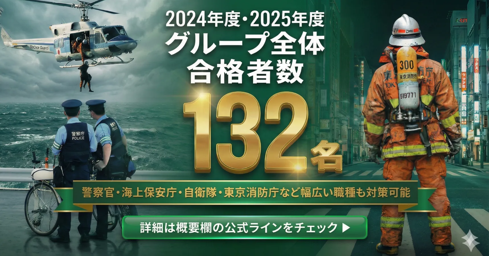 東京消防庁・消防士採用試験2024年〜2025年度合格者実績