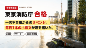 一次不合格からのリベンジ合格！毎日1本の小論文で掴んだ東京消防庁